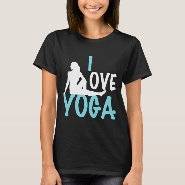 Camiseta Me encanta el yoga oscuro femenino (Anverso)