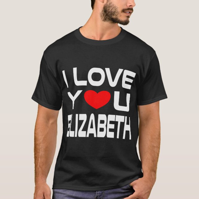 Camiseta Me Encanta Elizabeth Red Heart Design Para Decir H (Anverso)
