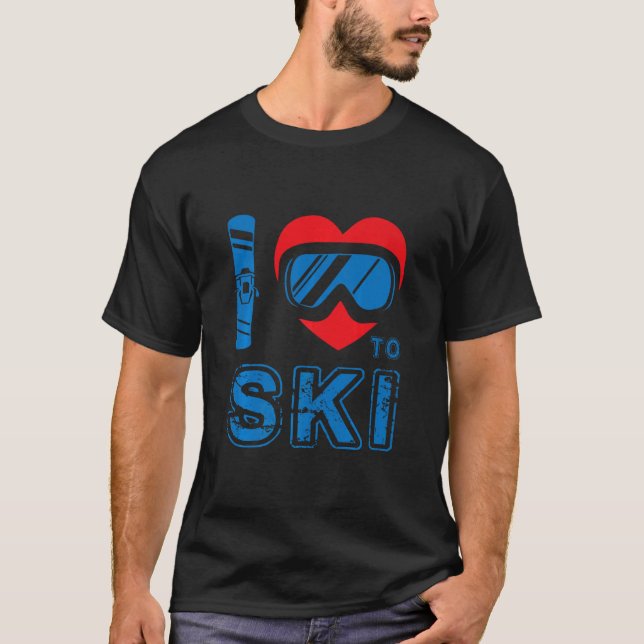 Camiseta Me Encanta Esquiar En Invierno Deportes De Snowboa (Anverso)