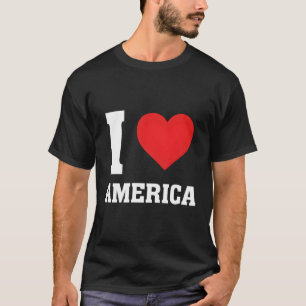 Camiseta Me Encanta Estados Unidos Orgulloso Rojo Azul Blan