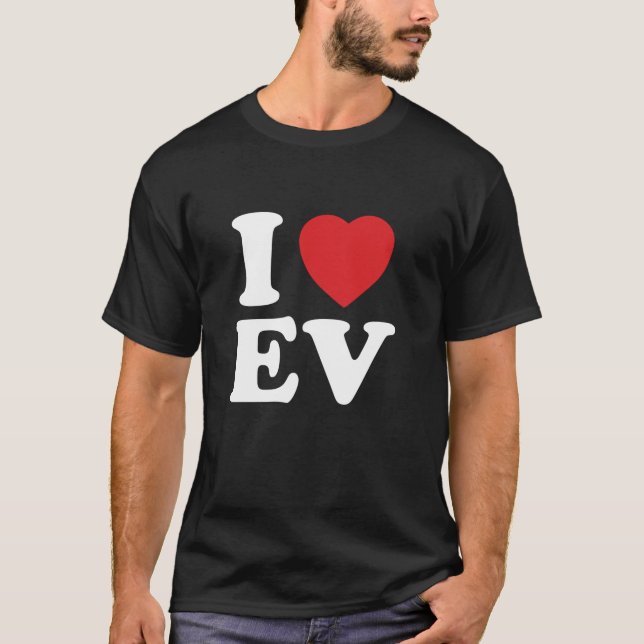 Camiseta Me Encanta EV Red Heart Electric Car Vehículos EV  (Anverso)