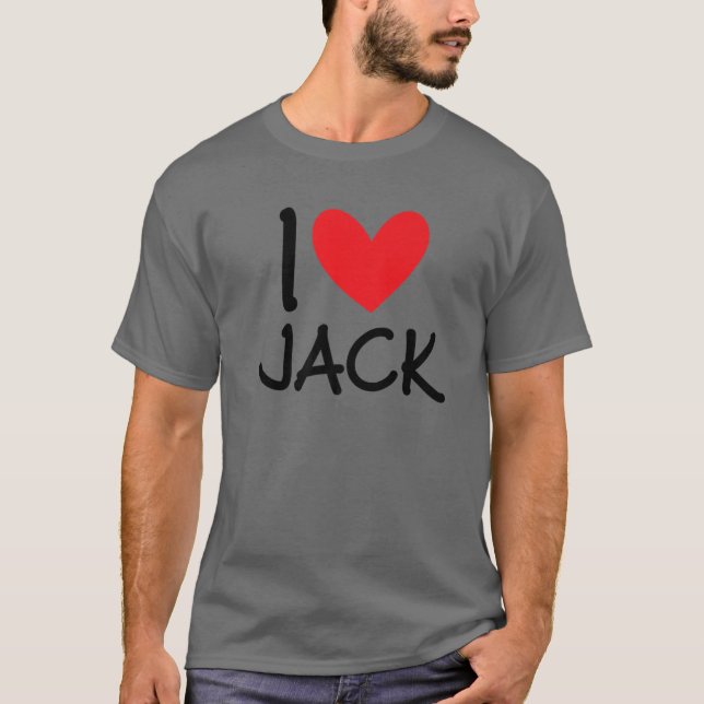 Camiseta Me Encanta Jack Nombre Hombres Personalizados Guy  (Anverso)