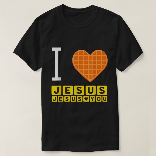 Camiseta Me encanta Jesús Waffle Funny Breakfast (Diseño del anverso)