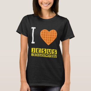 Camiseta Me Encanta Jesús Waffle Heart Funny Desayuno Crist
