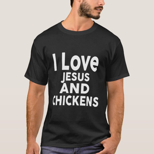 Camiseta Me Encanta Jesús Y Las Gallinas Diseñan Pollos Div (Anverso)