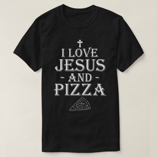 Camiseta Me Encanta Jesús Y Pizza Pizza Cristiana Amantes F (Diseño del anverso)