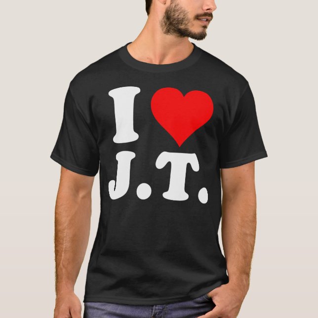 Camiseta Me encanta Jt Heart Funny Jt Name (Anverso)