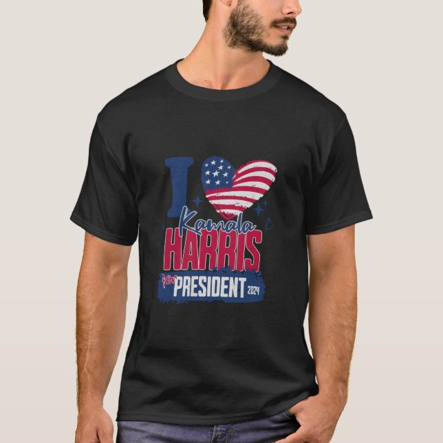 Camiseta Me Encanta Kamala Harris 2024 Por La Bandera Presi (Anverso)