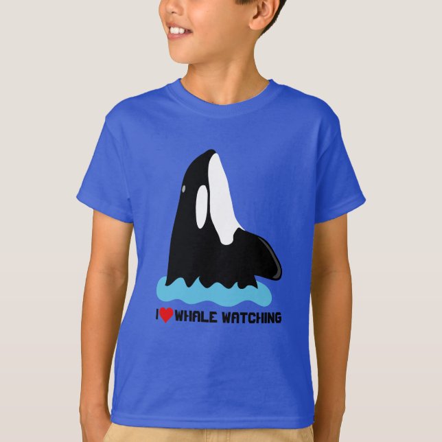 Camiseta Me encanta la ballena mirando la ballena orca (Anverso)