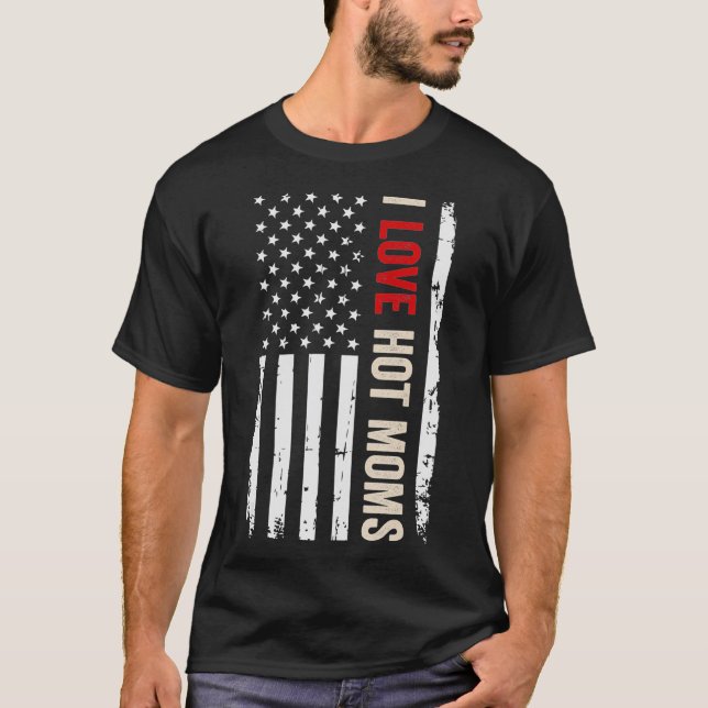 Camiseta Me encanta la bandera estadounidense de las mamás  (Anverso)