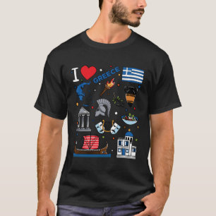 Camiseta Me Encanta La Bandera Griega De Los Lugares De Ref