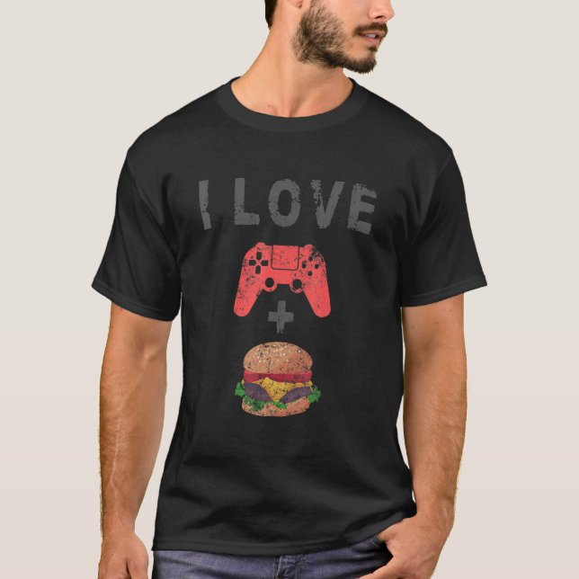Camiseta Me Encanta La Burger Y El Jugador De Cheeseburger  (Anverso)