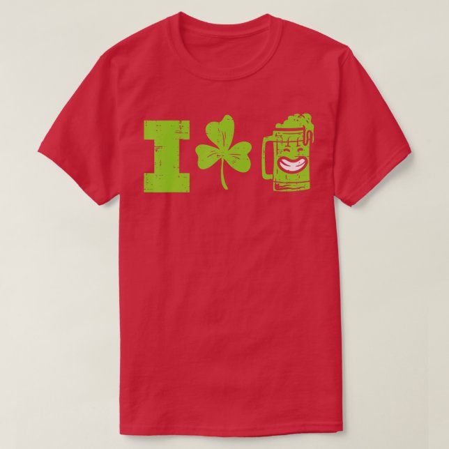Camiseta Me Encanta La Cerveza Shamrock St Patricks Día Hom (Diseño del anverso)