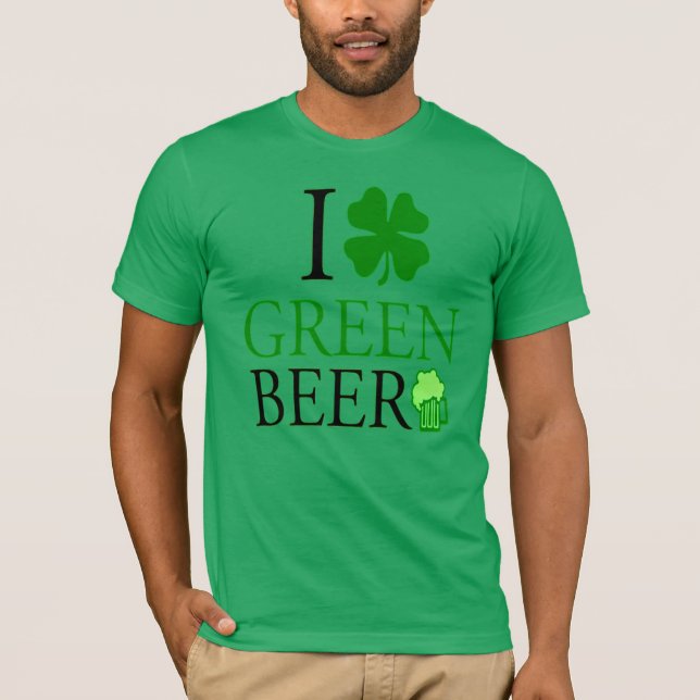 Camiseta Me encanta la cerveza verde "Shamrock" St. Patrick (Anverso)