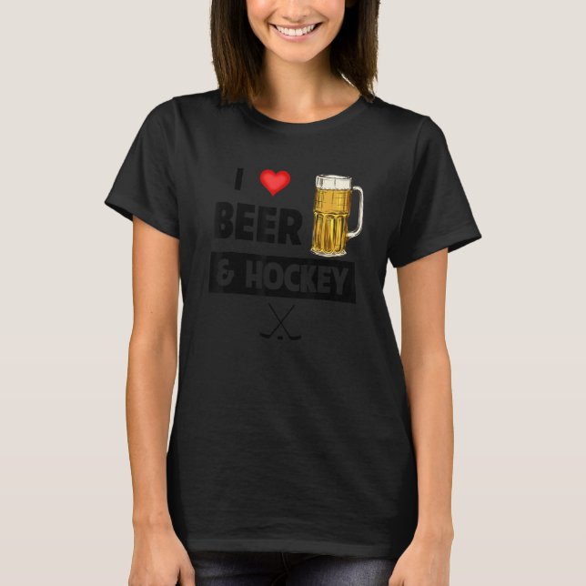Camiseta Me Encanta La Cerveza Y El Hockey Juegos Divertido (Anverso)