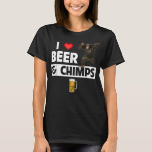 Camiseta Me encanta la cerveza y los chimpancés que beben e
