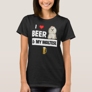 Camiseta Me Encanta La Cerveza Y Mi Mamá Maltesa Papá Perro