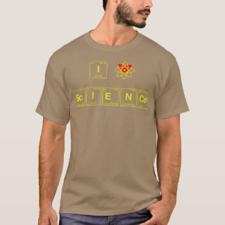 Camiseta ME ENCANTA LA CIENCIA escrita en elementos de tabl
