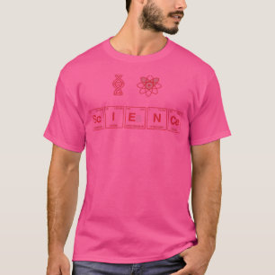 Camiseta ME ENCANTA LA CIENCIA escrita en elementos de tabl