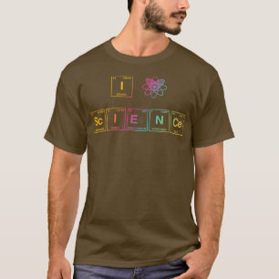 Camiseta ME ENCANTA LA CIENCIA escrita en elementos de tabl
