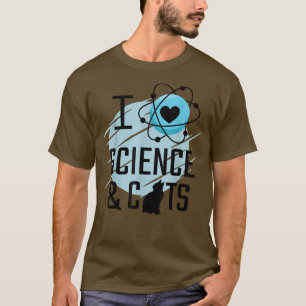 Camiseta Me encanta la ciencia y el gato El gato es gracios