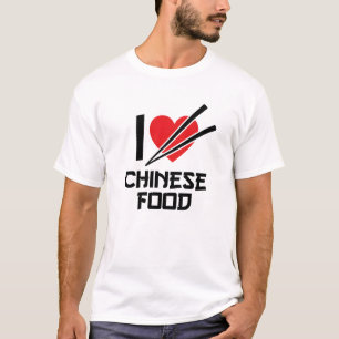 Camiseta Me encanta la comida china palillos corazón rojo g