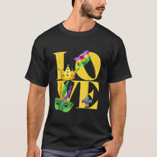 Camiseta Me encanta la corona de la bandera Mardi Gras Fleu