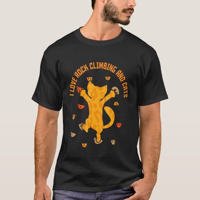 Camiseta Me Encanta La Escalada De Rock Y La Montaña Cats C (Anverso)