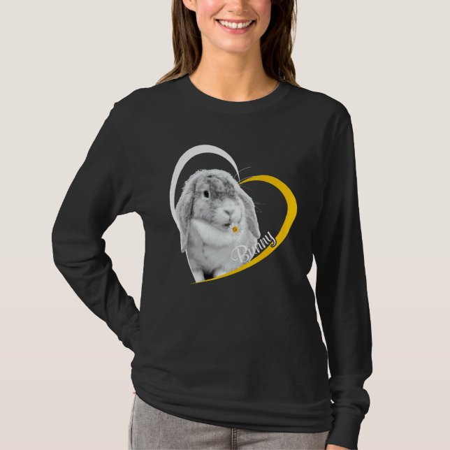 Camiseta Me Encanta La Flor De Conejo De Conejo De Conejo D (Anverso)