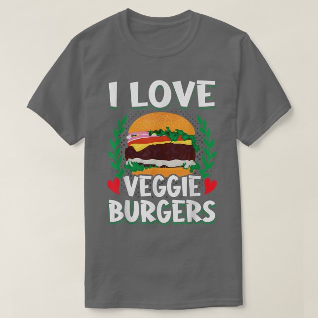 Camiseta Me encanta la hamburguesa vegetariana vegetariana  (Diseño del anverso)