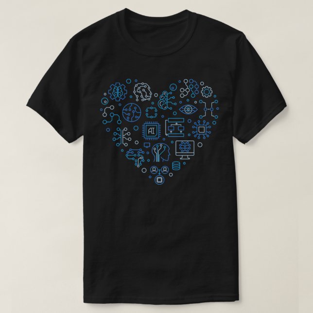 Camiseta Me encanta la inteligencia artificial AI Heart Min (Diseño del anverso)