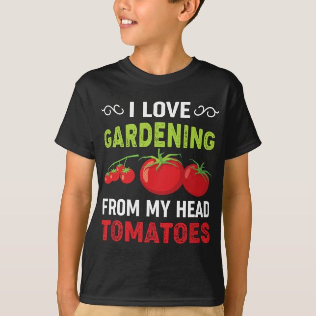 Camiseta Me encanta la jardinería de mi cabeza tomates grac (Anverso)