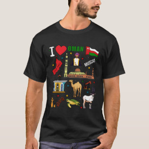 Camiseta Me Encanta La Mano De Omán Dibuja Bandera Y Mamáes