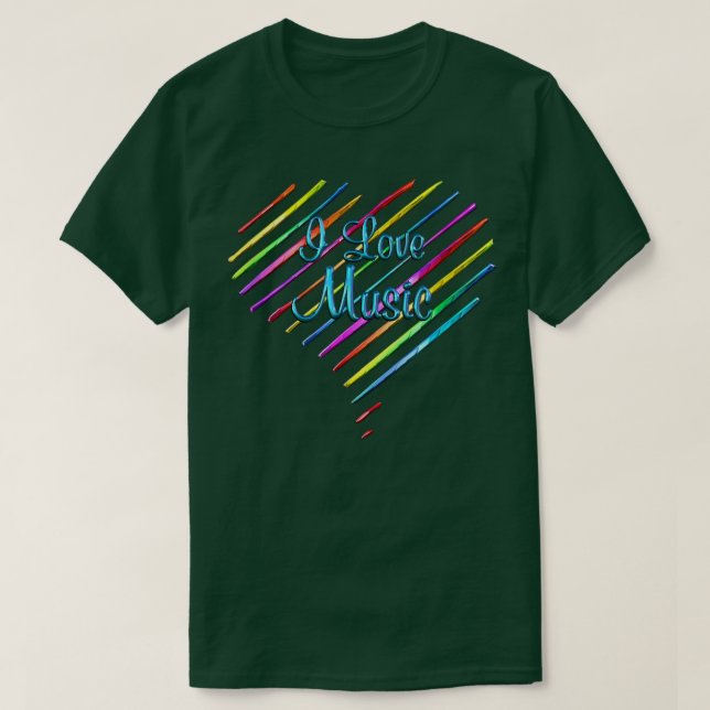Camiseta Me encanta la música a rayas del corazón (Diseño del anverso)