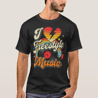 Camiseta Me encanta la música Freestyle divertida retro