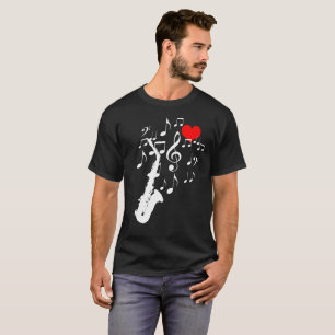 Camiseta Me encanta la música saxofónica negra divertida