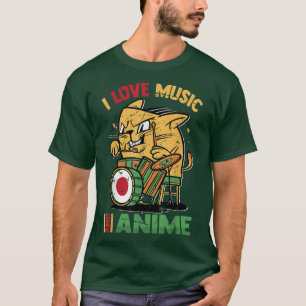 Camiseta Me Encanta La Música Y El Anime - Kawaii Drummer C