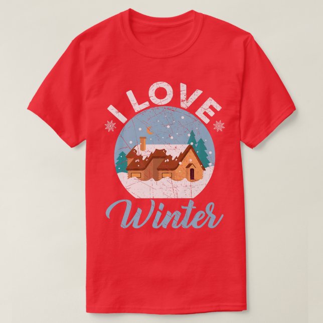 Camiseta Me encanta la nieve en invierno y la temporada de  (Diseño del anverso)