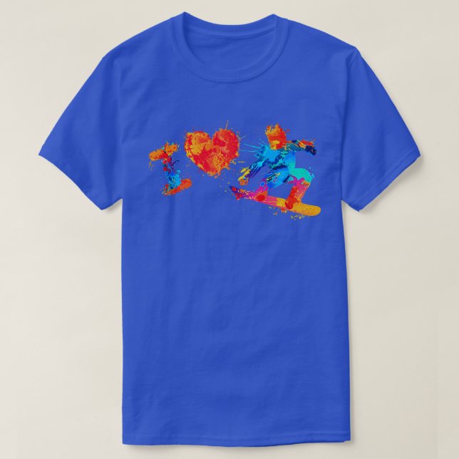 Camiseta Me encanta la nieve Splash Paint Watercolor (Diseño del anverso)