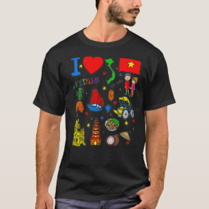 Camiseta Me encanta la película Vietnam Hand dibuja monumen