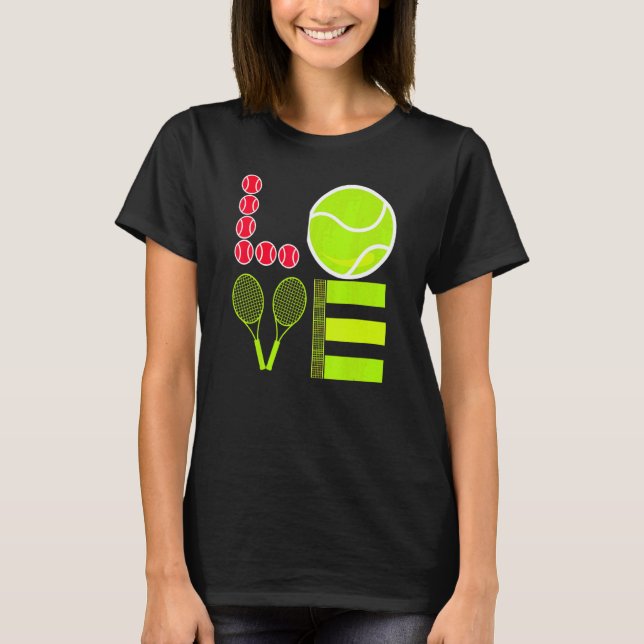 Camiseta Me Encanta La Pelota De Tenis De Tenis Que Llamé E (Anverso)