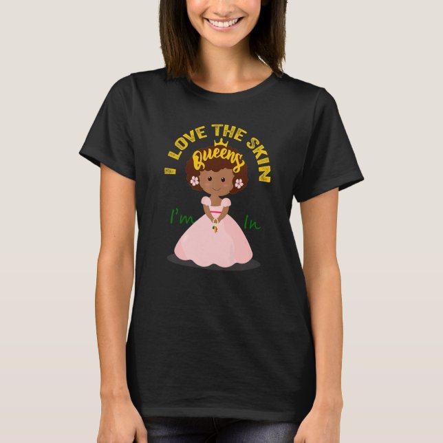Camiseta Me Encanta La Piel En Sólida Mujer Negra Africana  (Anverso)