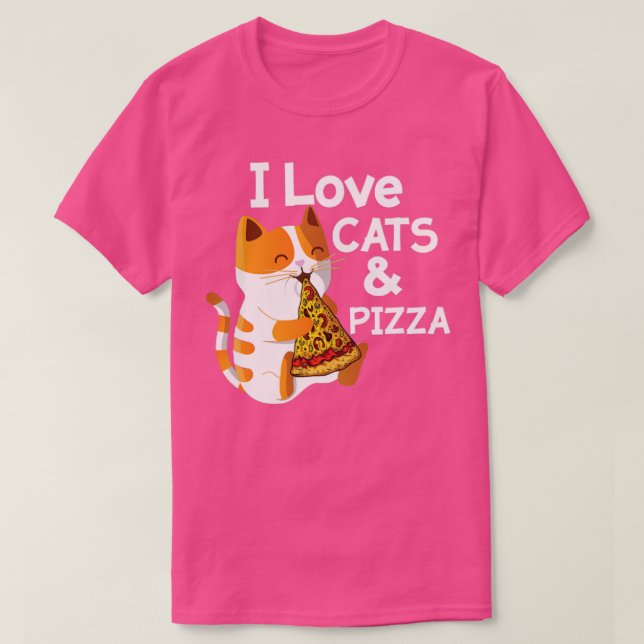 Camiseta Me Encanta La Pizza Y Los Gatos Gatos Graciosos (Diseño del anverso)