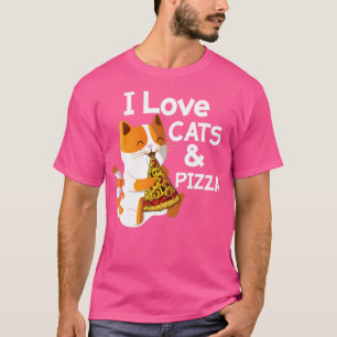 Camiseta Me Encanta La Pizza Y Los Gatos Gatos Graciosos