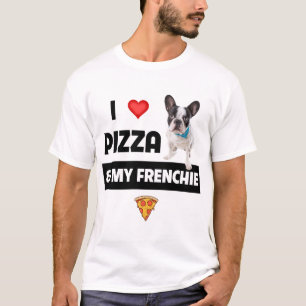 Camiseta Me encanta la pizza y mi Bulldog francés de perro 