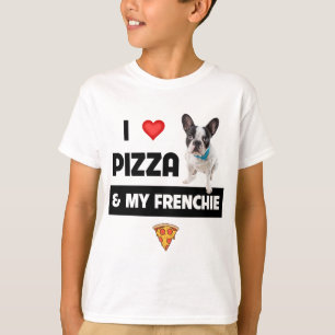 Camiseta Me encanta la pizza y mi Bulldog francés de perro