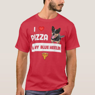 Camiseta Me Encanta La Pizza Y Mi Comida De Perro Azuleado