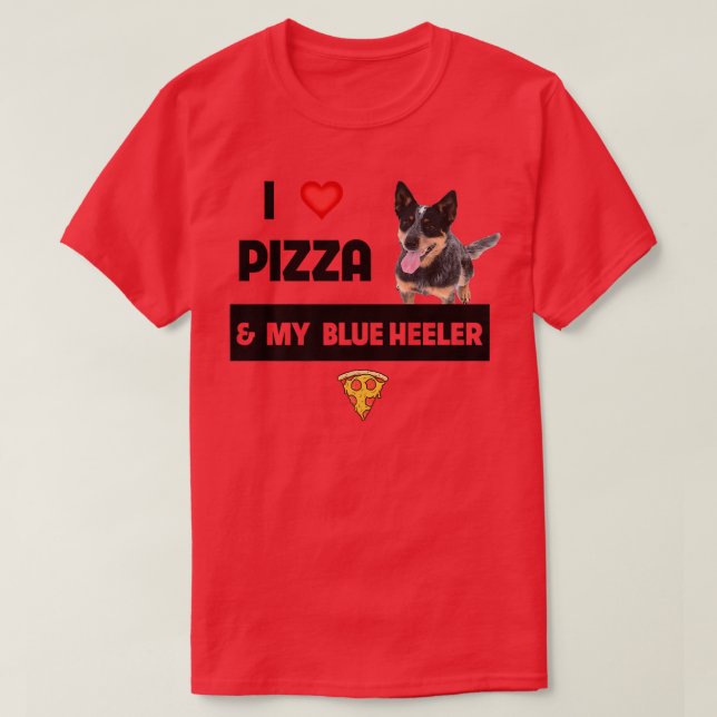 Camiseta Me encanta la pizza y mi comida de perro morrón (Diseño del anverso)