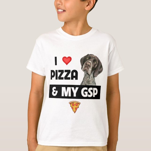 Camiseta Me encanta la pizza y mi GSP alemán Shorthal (Anverso)