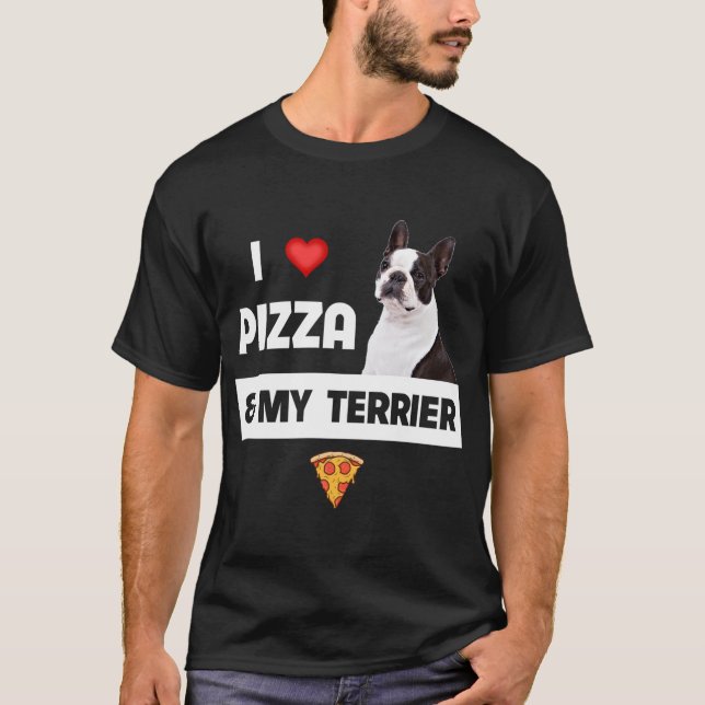 Camiseta Me encanta la pizza y mi perro de Boston Pepperoni (Anverso)